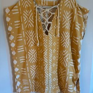 Sand Cloud Swim Coverup - Boho Mustard and White Patterned - ONE SIZE